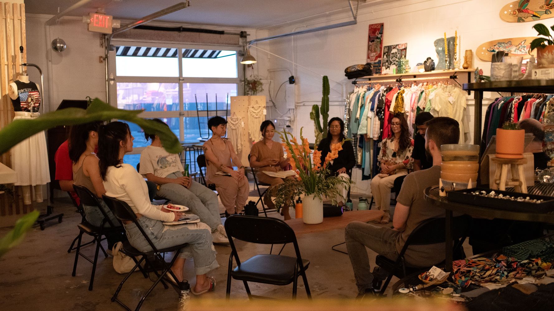 People sitting in a circle conversing